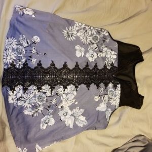 Purple and black flowered tank top